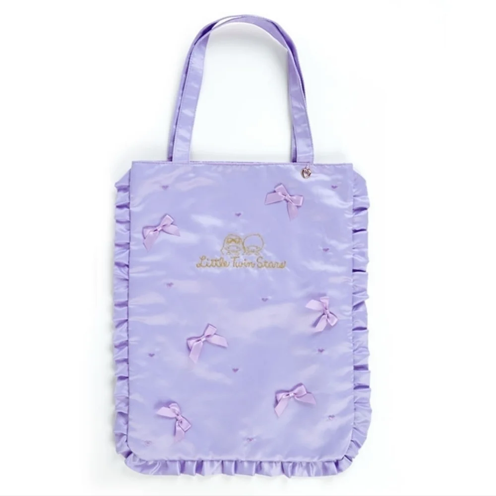 Sanrio Little Twin Stars Enjoy Idol Tote Bag Purple Satin